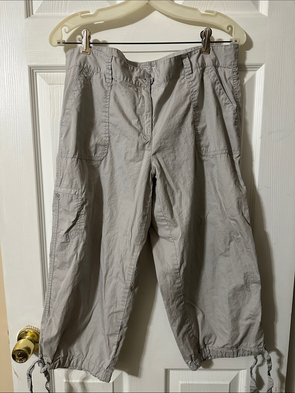 Ann Taylor Light Gray Capris with Drawstring Hems